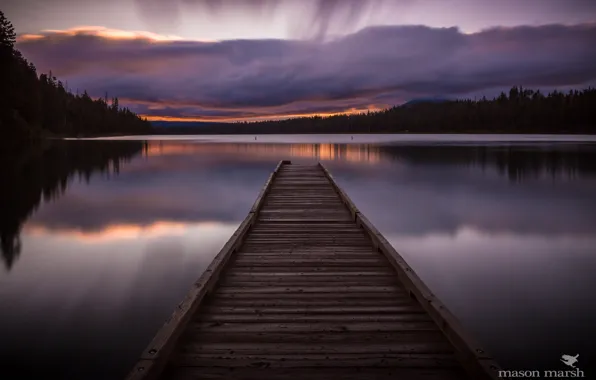 Picture clouds, lake, morning, Oregon, pierce, USA, Lodge et Suttle lake