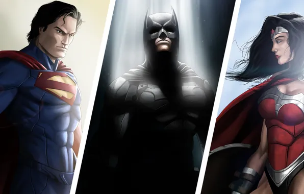 Picture Wonder Woman, Superheroes, Batman, Superman, DC Comics, Trinity.