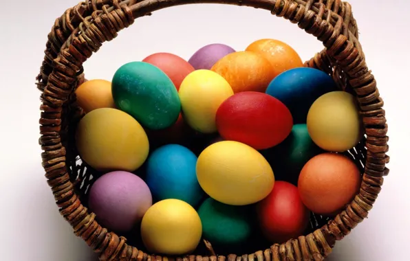 Picture basket, Easter, eggs dyed