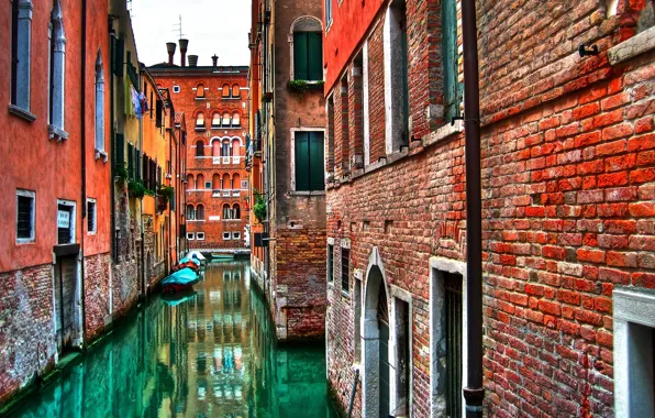 Picture water, wall, home, brick, Italy, Venice, Channels