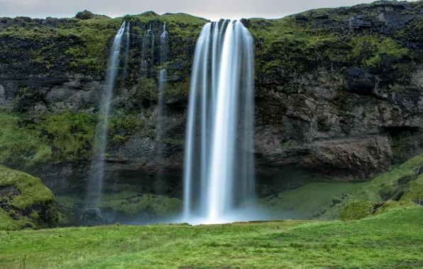 Picture rock, stream, Iceland, Iceland, Seljalandsfoss Waterfall, the seljalandsfoss waterfall