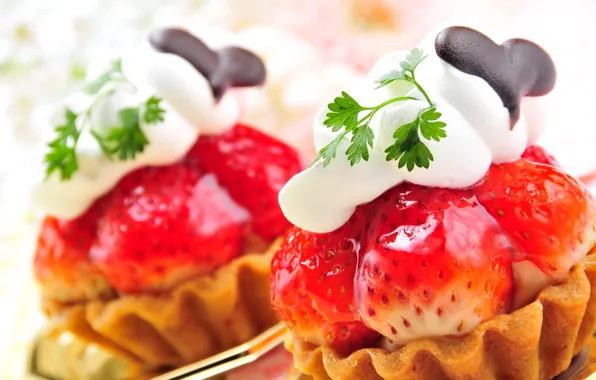 Picture berries, cream, strawberry, sweets, cream, cakes