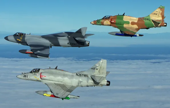 Picture fighters, flight, Hunter, stormtroopers, A-4 Skyhawk, "Hunter", Douglas A-4, "Skyhawk"