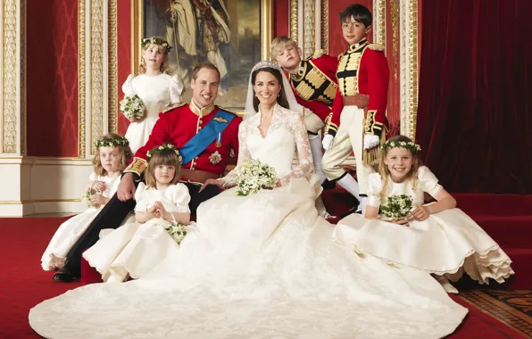Picture flowers, veil, wedding, wedding dress, kids, the Prince of Wales, Catherine Middleton, Kate