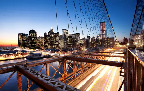 Picture sunset, new York, sunset, new york, usa, nyc, Brooklyn Bridge, Financial District