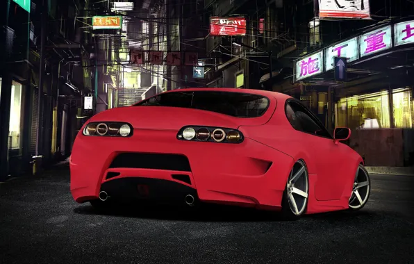 Picture tuning, red, Toyota, toyota supra
