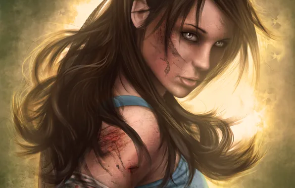 Picture look, face, blood, hair, the game, dirt, headband, Tomb Raider, lara croft, Lara Croft, 2013