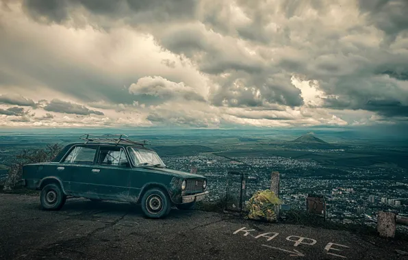 Picture machine, landscape, the city, view, index, cafe, penny, Lada, Pyatigorsk