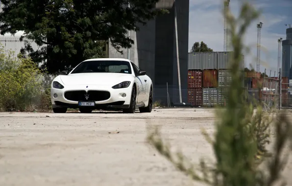 Picture white, white, maserati, front view, Maserati, primer, granturismo, GranTurismo, MC road