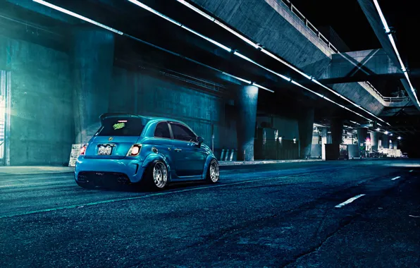 Picture Blue, 500, Matte, Fiat, Abarth, Rear, Brushed, F132
