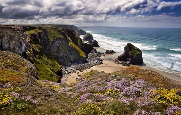Picture rocks, coast, England, England, Cornwall, Bedruthan Steps, Celtic sea, Celtic Sea