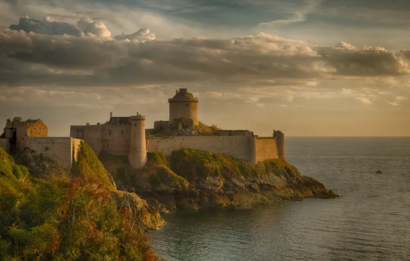 Picture sea, rock, castle, France, tower, fortress, Fort La Latte