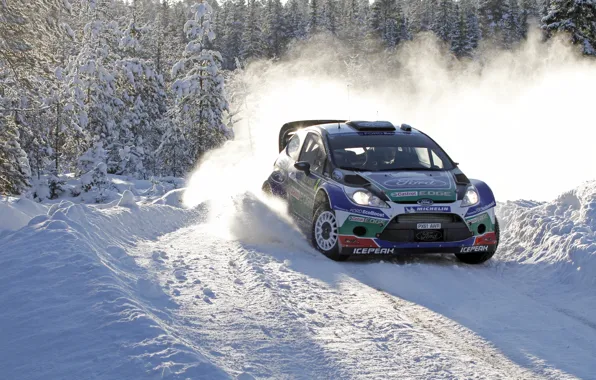 Picture Ford, Winter, Snow, Forest, Turn, Skid, Car, Focus, WRC, Rally, Sport, J. M. Latvala