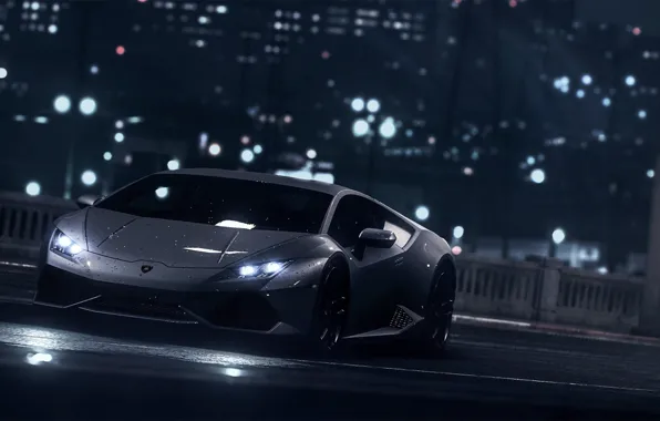 Picture Lamborghini, Dark, Front, Black, Water, Color, Supercar, Wheels, Garage, Huracan, LP610-4