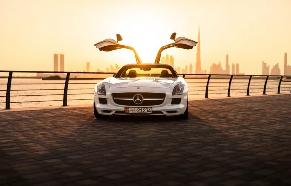 Picture Mercedes-Benz, sports car, promenade, sports car, Mercedes-Benz SLS AMG