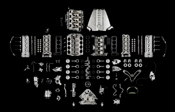 Picture engine, black and white, details, spare parts