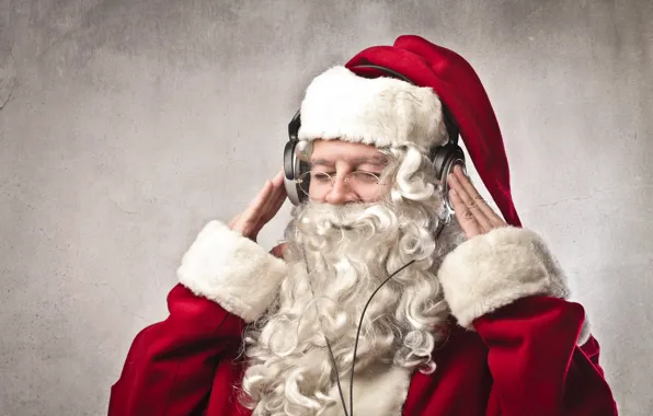 Picture headphones, glasses, Santa Claus