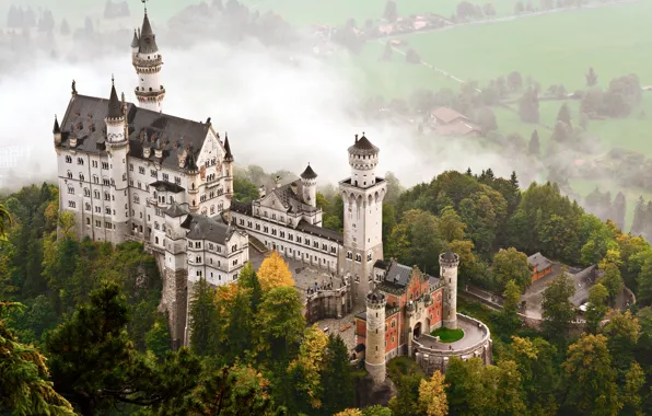 Picture castle, Germany, Bayern, Neuschwanstein, vintage, castle