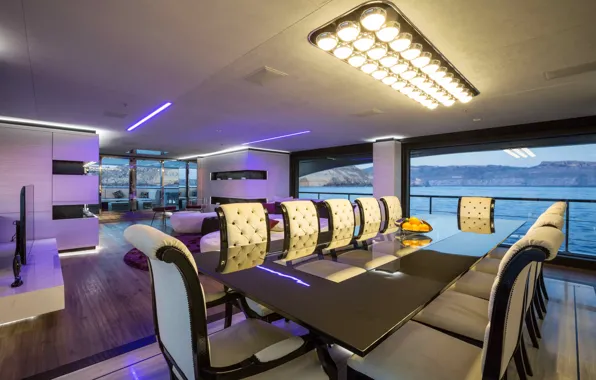 Picture design, style, interior, yacht, salon, Suite, dining room