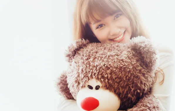 Picture girl, smile, bear