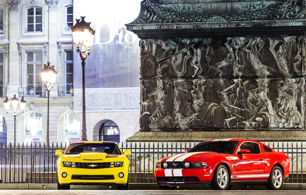 Picture mustang, lights, ford, chevrolet camaro, muscle cars
