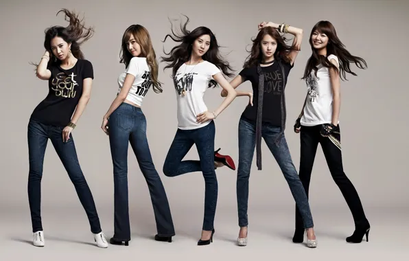 Picture music, girls, hair, jeans, group, Asian girls, South Korea, SNSD, So Nye Will Shi Dae, …