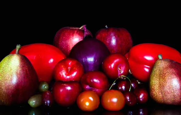 Picture cherry, Apple, bow, fruit, vegetables, tomato, drain