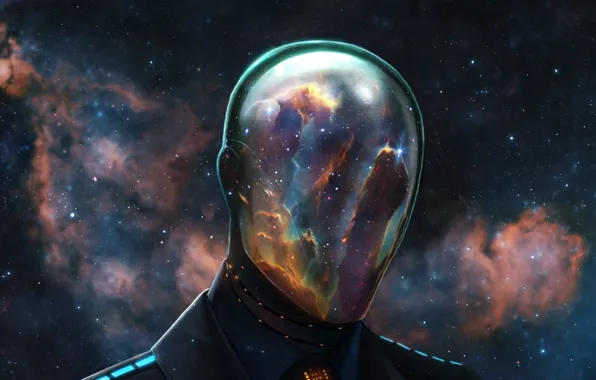 Picture space, stars, nebula, people, the suit, mask, helmet