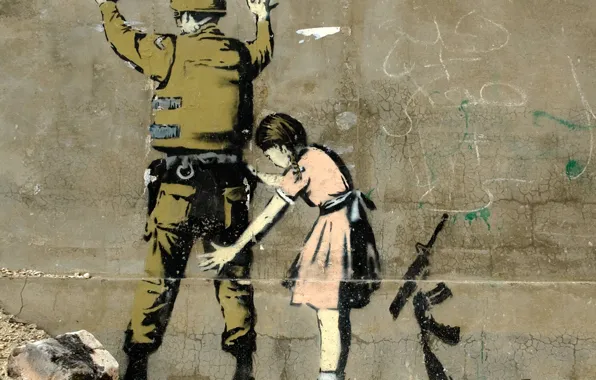 Picture Graffiti, Banksy, Girl Searching a Soldier