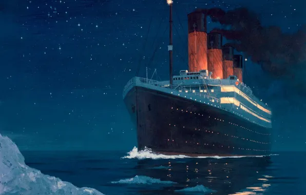 Picture cold, night, iceberg, Titanic
