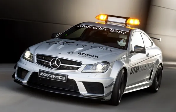 Picture Mercedes-Benz, Mercedes, AMG, Coupe, the front, flasher, Black Series, C63, AMG, Safety Car