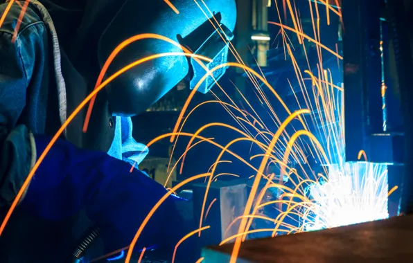 Picture sparks, welder, personal protective equipment, Metallurgical