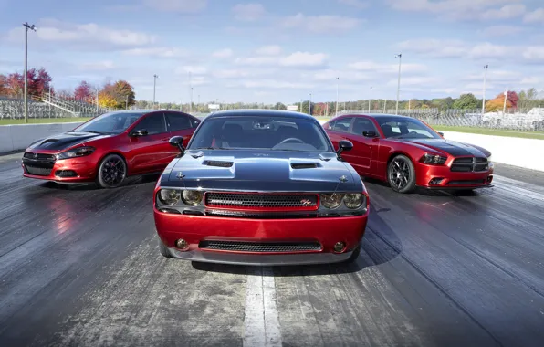 Picture Dodge, Trio, Tuning, Road, Muscle Cars, Challenger Srt, Dart Gt, Scat Pack, Charger Srt