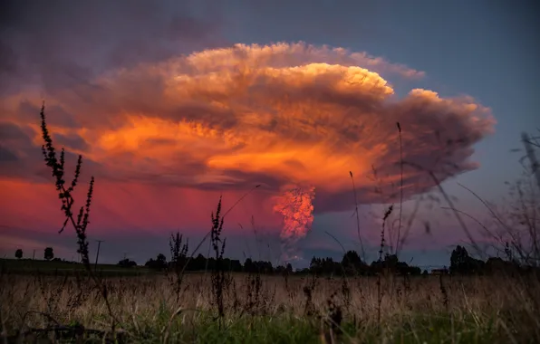 Picture dust, the volcano, cloud, the eruption, Chile, Andes, Calbuco