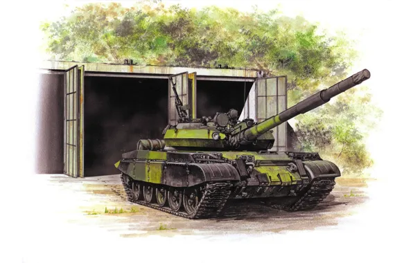 Picture figure, art, Soviet medium tank, T-62