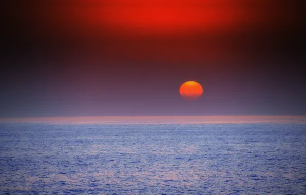 Picture fireball, twilight, sea, ocean, sunset, seascape, sun, dusk, horizon
