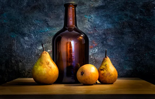 Picture glass, bottle, pear, When time stood still