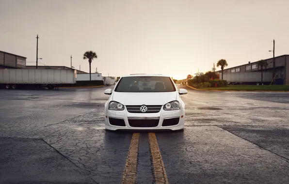 Picture white, golf, stance, mk5, Volkswagtn, fronte