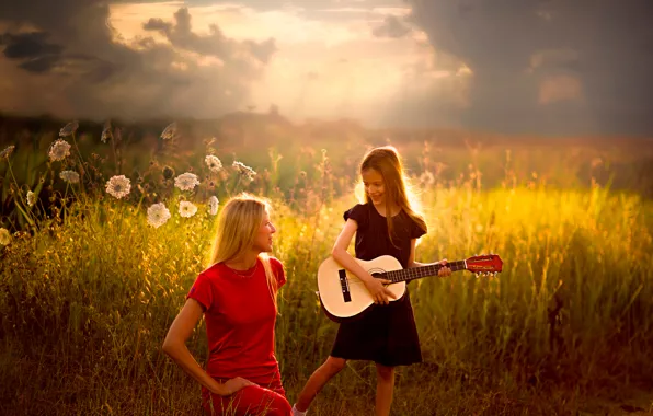 Picture guitar, girl, song, Dedicated to you