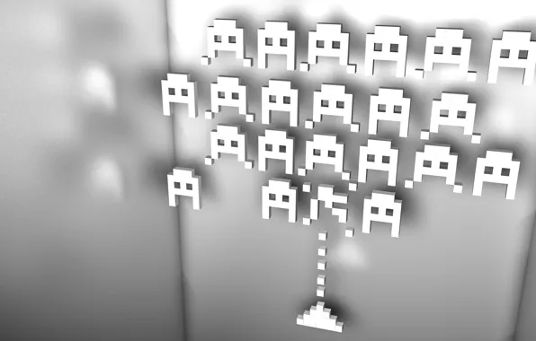 Picture retro, the game, render, Space Invaders