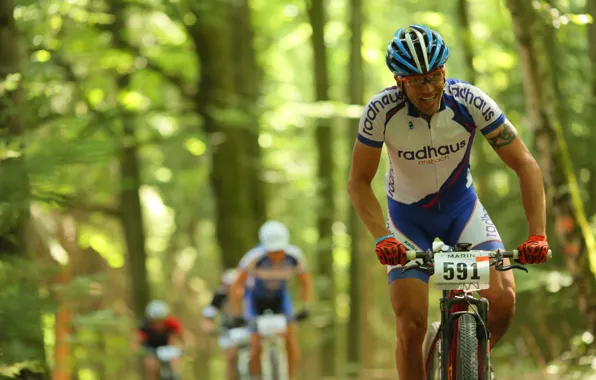Picture forest, athlete, mountain biking