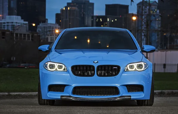 Picture blue, BMW, BMW, the front, f10, running lights, Yas Marina Blue