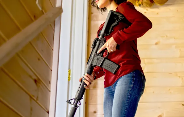 Picture girl, weapons, mood, assault rifle