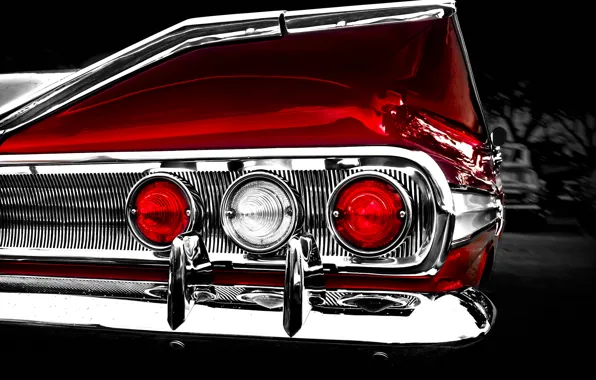 Picture retro, reflection, background, lights, Chevrolet, 1960, Chevrolet, classic, impala, rear lights, chrome parts