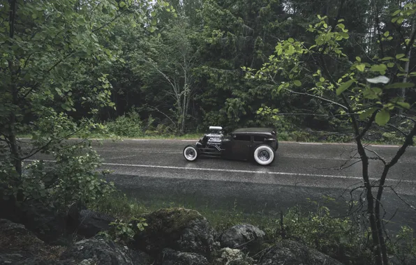 Picture forest, rain, forest, ford, Ford, rain, rat, rod, rod, rust, RET