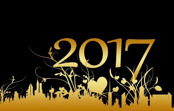 Picture night, yellow, the city, background, holiday, pattern, black, graphics, building, new year, vector, plants, figures, …