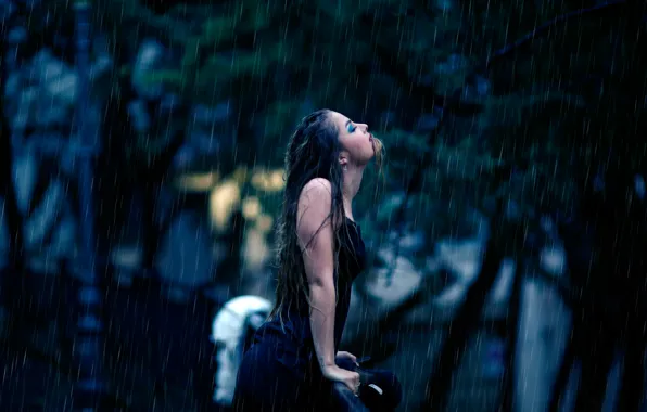 Picture girl, rain, passion, wet, tattoo, Liberation, Alessandro Di Cicco