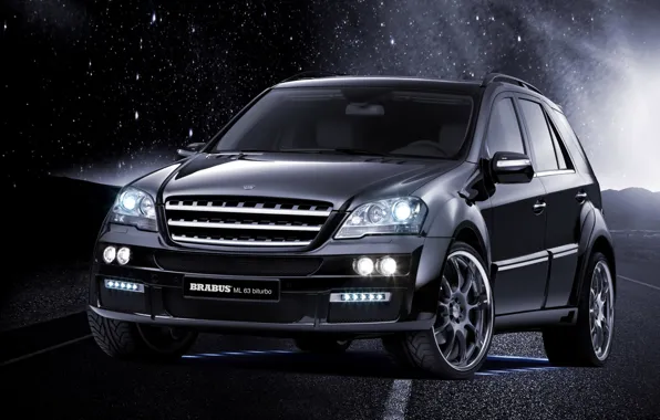Picture black, tuning, Mercedes-Benz, Mercedes, jeep, Brabus, tuning, the front, crossover, M-class, Biturbo, ML63, M-Class, Widestar