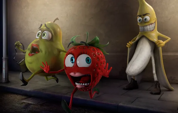 Picture fear, strawberry, pear, fruit, pervert, panic, Banana