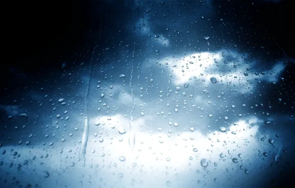 Picture glass, drops, rain, overcast